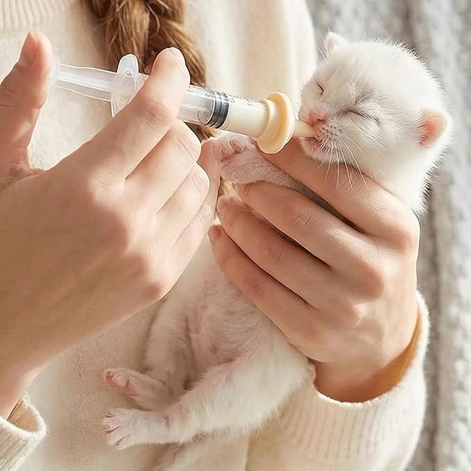 Pet Nursing Supplies, Kitten Bottle Feeding, Nursing Nipples for Newborn Kittens and Puppies, Pet Medicine Feeder, Kitten Bottles Starter Supplies