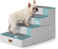 Dog Stairs for Large Dogs - Extra Wide Pet Stairs 2 in 1 with Zippers Suitable for Couch and Bed, 35D Foam Dog Steps with Non Slip Bottom Grey 4 Steps, Grey