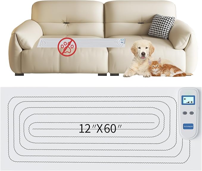 Scat Mat for Dogs and Cats, 59"x11"Rechargeable pet Shock mat,3 Adjustable Safe Modes, Indoor Dog & cat countertop Deterrent,Keep Pets Off Counters, Furniture, Couch, Sofa, Bed,Shock Pads for Cats