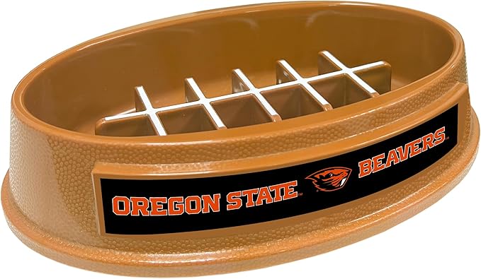 NCAA Super-Bowl - Oregon State Beavers Slow Feeder Dog Bowl. Football Design Slow Feeding Cat Bowl for Healthy Digestion. Non-Slip Pet Bowl for Large & Small Dogs & Cats