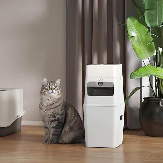 GKJ Cat Litter Trash Can | Litter Disposal Bin | Cat Litter Garbage Can Disposal System | Litter Box Trash Can | Includes 1 roll of 16 Easy Tear-Off Bags