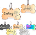 Anavia Floral Pet ID Tags, Birth Month Flowers Theme Dog Tag Round Bone Shape Cat Name Tag, Glossy Stainless Steel Gold Plated Dog Collar Tag (Bone Shape - Rose Gold, Medium)