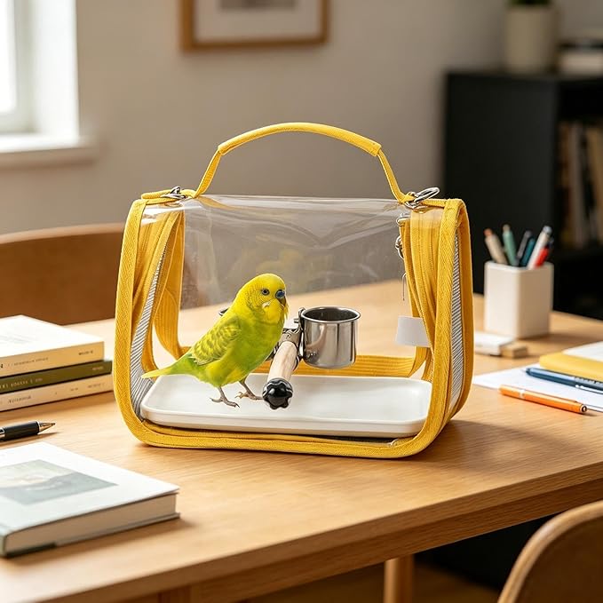 Bird Travel Carrier - Transport Bag for Bird with Perch - Lightweight Parakeet Cage - for Parrot Parakeet Cockatiel Conure Cockatoo Outdoor Travel Camping Road Trip Vacation