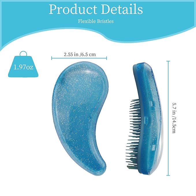 Comma-Shaped Small Dog Brush, Fit for Yorkie, Shih Tzu, Maltese Maltipoo Pomeranian - Gentle Soft Bristles for Effortless Pet Hair Removal, Puppy Essentials (Crystal Blue)