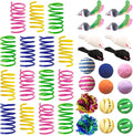 AGYM Cat Toys for Indoor Cats, 35 Packs Interactive Cat Toys Set with Colorful Springs, Mouse Cat Toy, Crinkle, Sisal, Pompom and Color Bell Balls for Kittens