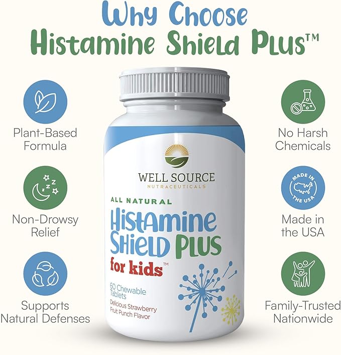 Natural Antihistamine Supplement, Sinus & Allergy Relief for Pollen, Pet Dander, Dust, Mold, and Odors, 60 Strawberry Fruit Punch Chewable Tablets