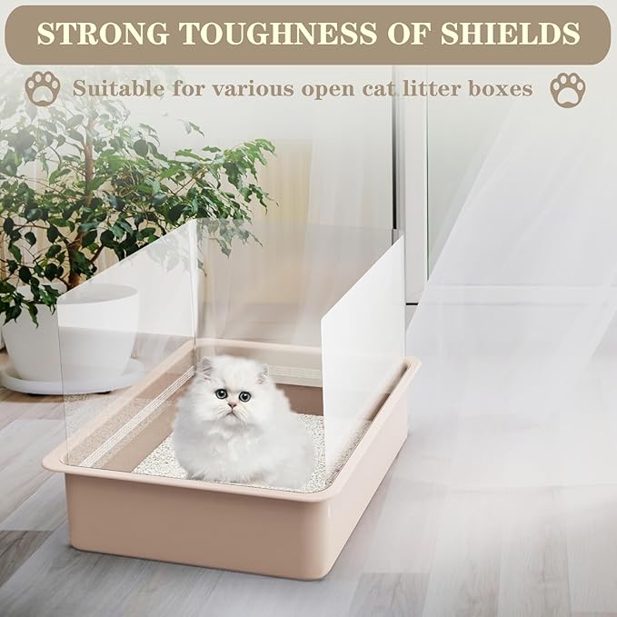 4Pcs Cat Litter Box Pee Shields - Open Top Litter Box Splash Guard Privacy Screen Transparent Easy Clean 14.5 * 11.5in-Box Not Included (4)