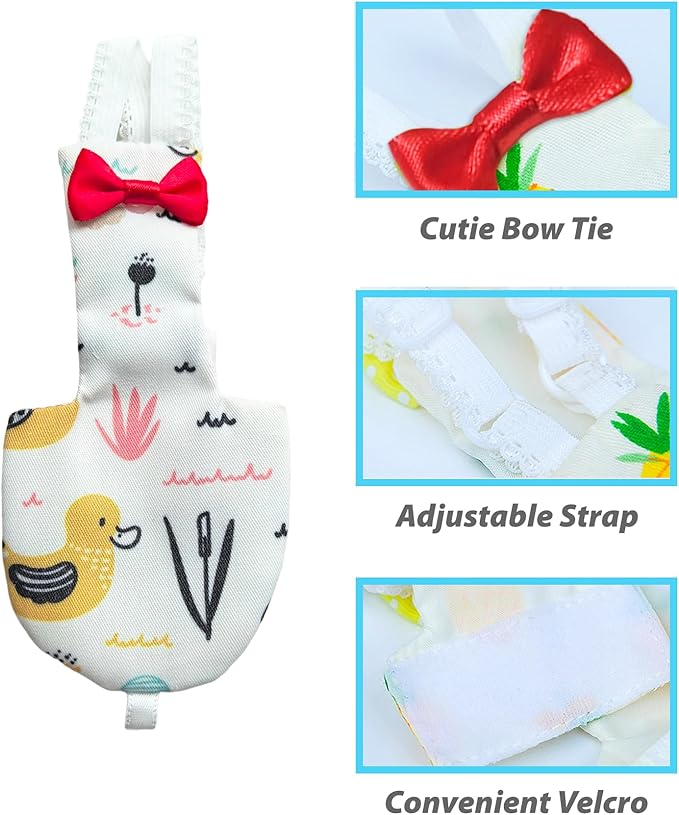 UKJENT Bird Diaper Protective Parrot Nappy 2 Pack, Reusable Flight Suit with Waterproof Inner Layer, Washable Cute Urine Wet Suit for Cockatiel Monk Parakeet Sun Parakeet Lory(S)