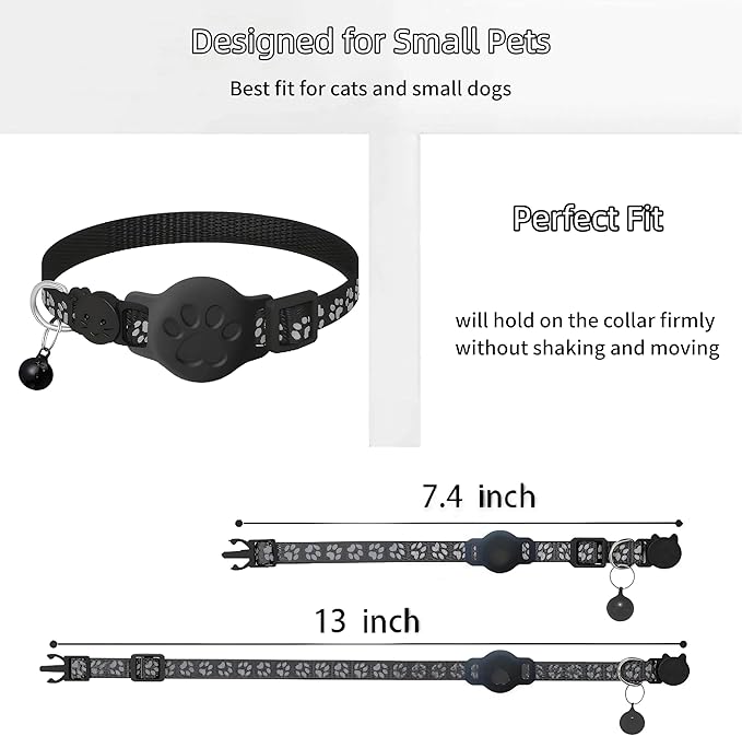 Pet Tracker,GPS Collar for Cats (iOS Only) Smart tag,Waterproof Compatible with Apple Find My,No Monthly Fee,Advanced Tracking Solution Smart Collar for Pet Safety Ideal Small Large Cats