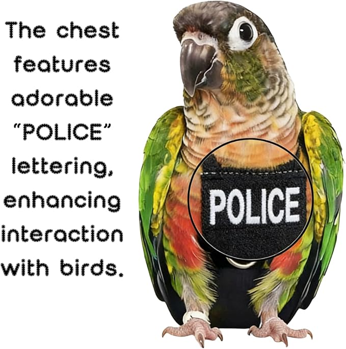 Bird Diaper Flight Suit, Cute Cosplay Parrot Clothes, Easy-to-Wear Washable Nappy, Durable Metal Ring Harness for Cockatiel, Conure, African Grey, Parakeet Outdoor Flying (with Leash,XXL)