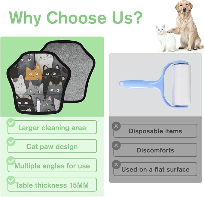 Black Cats Pet Hair Removal Glove for Dogs & Cats,2 PCS Newly Upgraded Reusable Electrostatic Pet Hair Gloves,Dog Hair Remover Tool for Clothing,Couch,Carpet,Car Seat