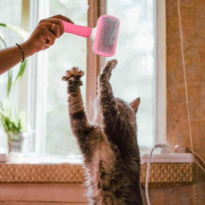 Pet Cleaning Deshedding Brush,Pet Hair Removal Brush for Shedding Massaging Grooming for Small Dogs,Cats,Rabbits(pink)