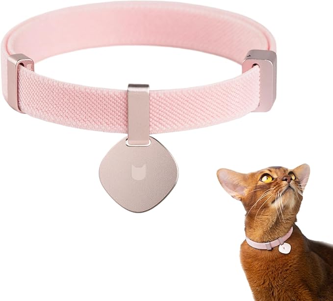 Engraved Pet ID Tag - Personalized Name Tag Engraved Cat Collar Charms, Custom Aluminum Alloy Customized Cat Name Tag for Kitten Small Large Cats (Star-Blush Pink)