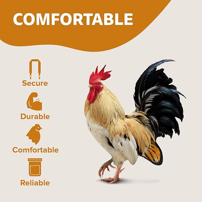 Hen Holster Premium Starter Kit - Bird Diaper, Wrap Around for Hens, Roosters, Ducks - Leak-Proof, Comfortable Bird Harness with Sewn-in Liner, Secure Hook & Loop Closure - XL, Tiger
