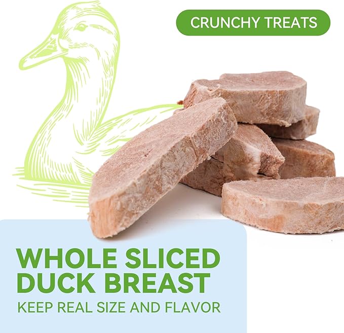 OPET Freeze Dried Cat Treats, Single Ingredient Grain Free High Protein Pet Food for Cats and Dogs, Healthy Training Snacks，Freeze Dried Duck Breast Sliced Fillets (Duck Breast, 1.48 Ounce)