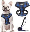 PUPTECK Soft Mesh Dog Harness and Leash Set Pet Puppy Cat Comfort Padded Vest No Pull Harnesses, Navy Blue, M