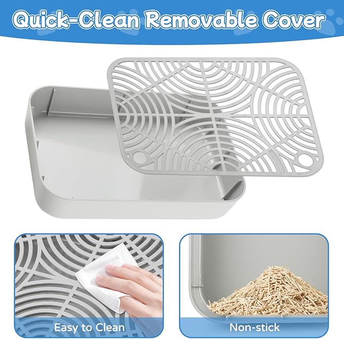 Kalolary 2PCS Litter Box Ramp, Cat Steps/Stair for Litter Box, Litter Catcher with Filter Function and Non-Slip Rubber Feet, Suitable for Small and Elderly Cats