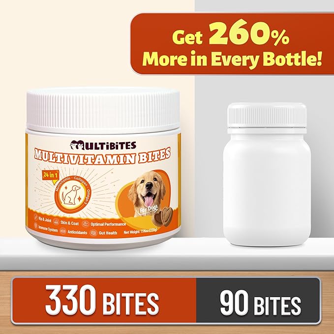 330 Bites Vitamins Supplements and Taurine for Dogs - Multivitamin for Dog Chewables with Glucosamine,Omega 3,MSM - Support Hip & Joint,Skin and Coat,Immunity,Digestive Health