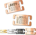 Anavia Slide On Silent Pet ID Tags, Fun Wild Flower Frame Design Personalized Engraved Plated Stainless Steel Cat Dog Name Tags, Glossy Customized Chew-Proof Quiet Dog Collar Tags (Small, Rose Gold)