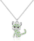 Girls Cat Birthstone Necklace Gifts for Women,Kitty Cats Dog Pendant Necklaces Jewelry for Cat Lovers