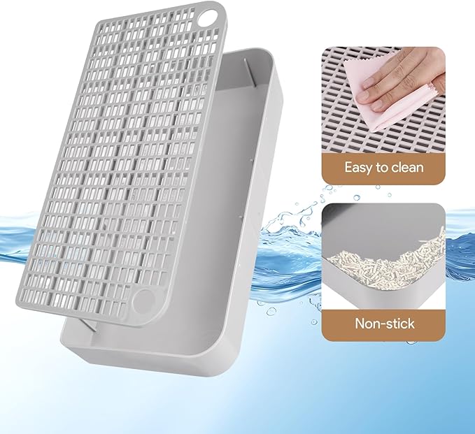 Cat Ramp Litter Box Step, Small Senior Cat Litter Box Mats Ramp for Floor with Filter Function, Low Entry Cute Cats Food Mat Stairs Prevent Tracking, Silicone Small Boxs Shield Catcher Mat Grey