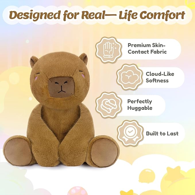 BRICHOEE Weighted Stuffed Animals, 5lbs Capybara Plush Sensory Weighted Capybara Stuffed Animals, Cute Plush Toy Caliming Plushie Pillow Birthday Gifts for Adults Baby Kids Boys Girls