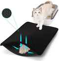 Cat Litter Mat, Kitty Litter Collector, Double Layered Honeycomb Design Waterproof, Anti Urine, Anti Slip, Easy to Clean, Limit Garbage (30"x24", Black)
