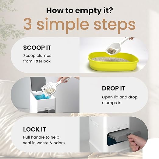 GKJ Cat Litter Trash Can | Litter Disposal Bin | Cat Litter Garbage Can Disposal System | Litter Box Trash Can | Includes 1 roll of 16 Easy Tear-Off Bags
