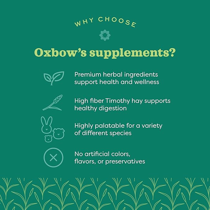 Oxbow Natural Science Multi-Vitamin, High Fiber Supplement for Rabbits & Guinea Pigs, Made with Timothy Hay, Multi-Pet Households, Omega 3 & 6 Fatty Acids, Made in USA, 4.2 oz Bag