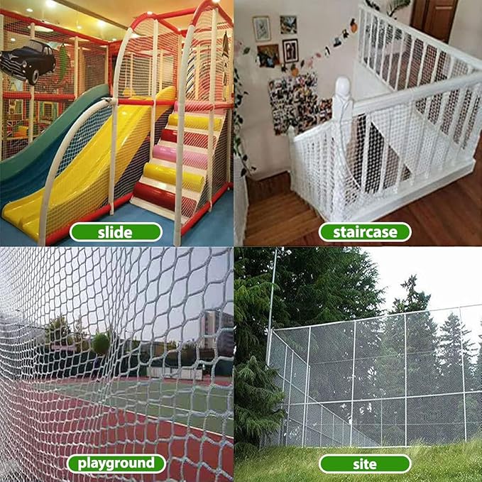 Safety Rope Net for Kids,Knotless Fence Net for Balcony Stairway Guard,Outdoor Terrace Decoration Pet Anti-Fall Rope Netting,Baseball Sports Netting(Size:0.5M*2M(1.64FT*6.56FT),Color:White)