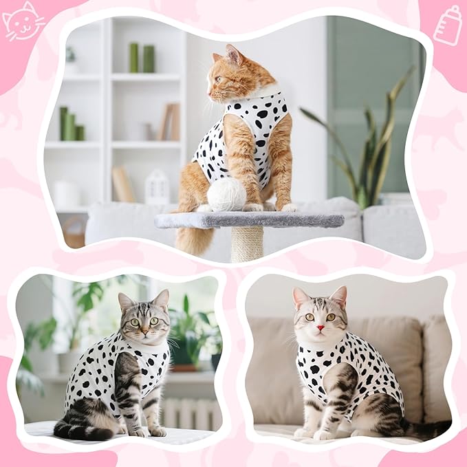 Cat Recovery Suit Female Cats Onesie for Cats, Breathable Cat Surgery Suit for Surgical Abdominal Wounds Skin Diseases, Cute Kitten Spay Recovery Suit E-Collar Alternative Anti Licking