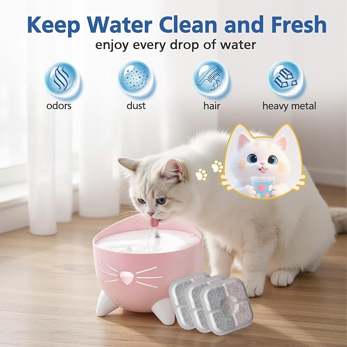 25-Pack Cat Fountain Filter Compatible With Catit PIXI Drinking Fountain, Replacement Triple Action Water Filter, White
