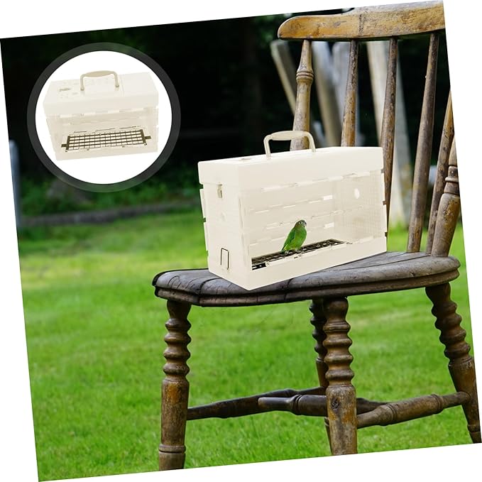 POPETPOP Portable Bird Carrier Cage Travel Parrot Cage with Comfortable Handle Design for Small Birds for Hiking and Outings