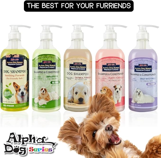 Alpha Dog Series - Grooming Natural Herbal Dog Shampoo, pH Balanced Shampoo for Dogs, Moisturizing Soothing Dog Shampoo for Sensitive Skin - 26.4 fl. oz.
