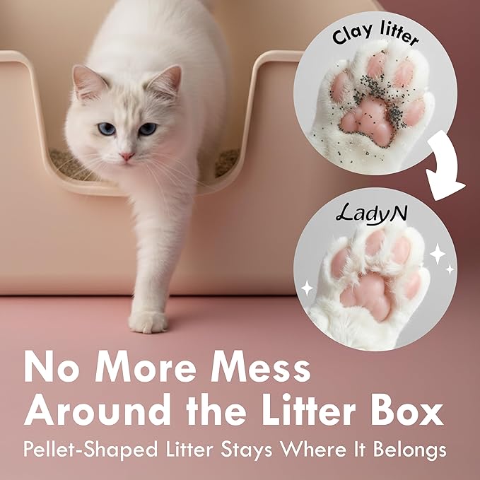 Lady N Pellet Tofu Cat Litter Boba Tea Scent, Strong Clumping, Ultra Absorbent, Dust-Free, Low Tracking, Water-Soluble, Natural Ingredients, Enviro-Probiotic Odor Control 9lb