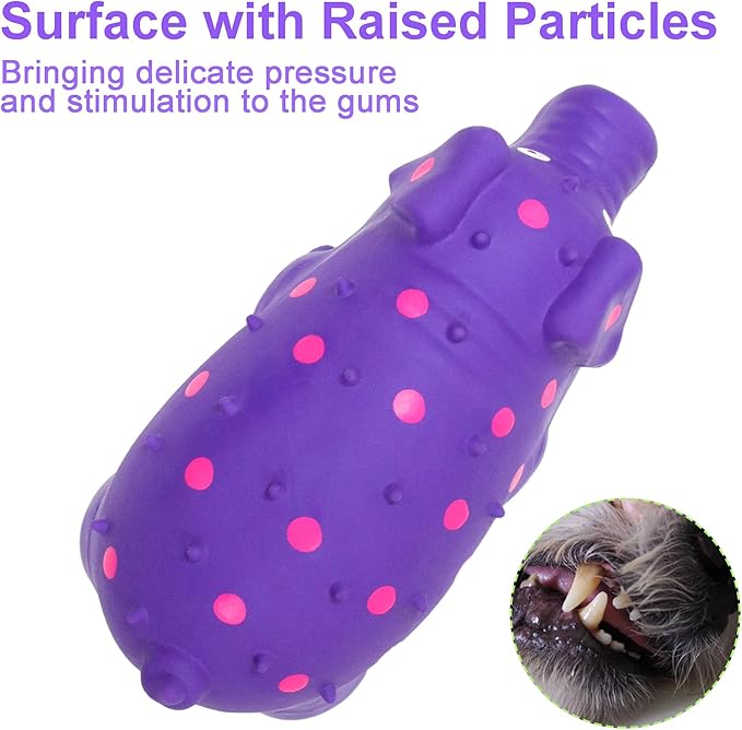 Squeaky Pig Dog Toy That Oinks, Latex Pig 7.3 in Grunting Dog Toys, Durable Dog Chewing Toys for Small Medium Large Dogs (Purple 20CM)