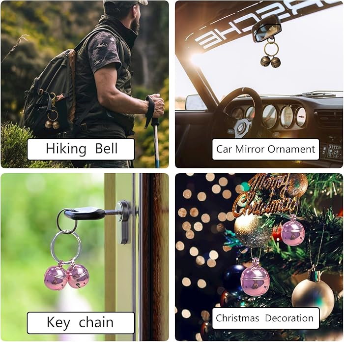 Cat & Dog Collar Bell, Pack of 2, Extra Loud Dog Bell for Pet Tracking & Saving Wildlife, Birds, Durable Iron Split Ring & Lobster Bell Clip (Nickel, 2 Pack)