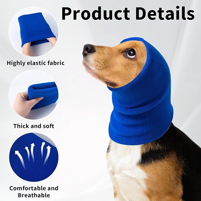 3Pack Dog Calming Hoodie for Small to Large Dogs High Elastic Pet Anxiety Relief Ear Wrap Cat Calming Collar Noise Reduce Protection for Fireworks,Thunder,Force Drying (Small+Medium+Large) (Blue)