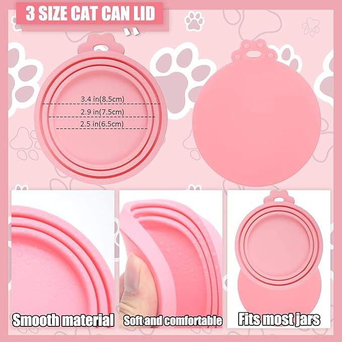 5 Pcs Pet Food Can Supplies Set - Dog and Cat Food Lid, Can Opener, Spoons for Wet Food (Pink)