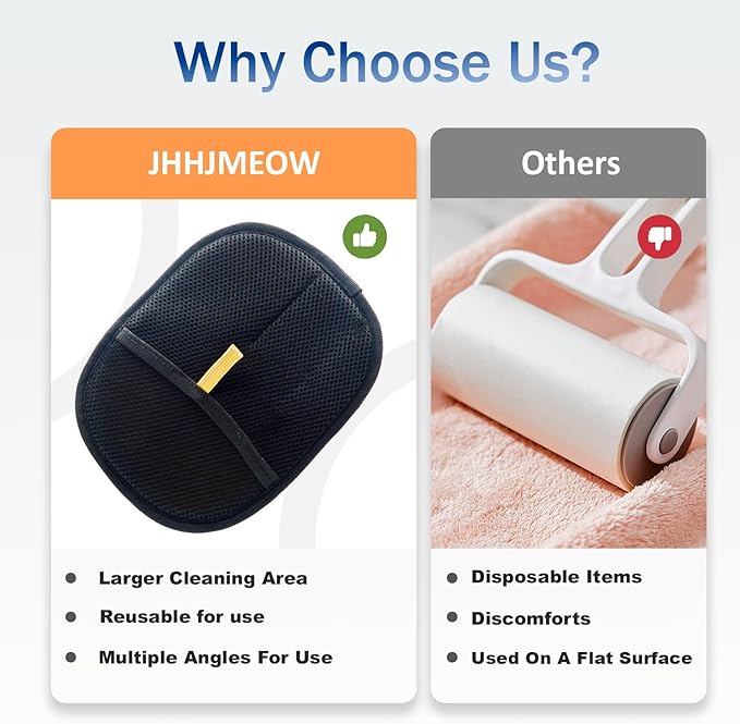 2Pcs Pet Hair Removal Glove with Pet Comb, Cat & Dog Reusable Electrostatic Pet Hair Remover Grooming Gloves for Couch,Furniture,Carpet,Car Seat