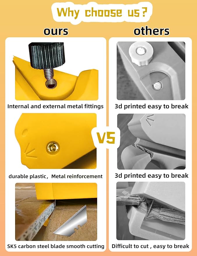 Cardboard Cutter for Cat Scratchers,Includes 10 Blades,3m nylon reusable strap,Non 3D Printed,DIY Cat Scratchers Cardboard Strip Tool,,Cardboard Cutting Machine for Cat Lovers (Yellow, Non-3D Printed)