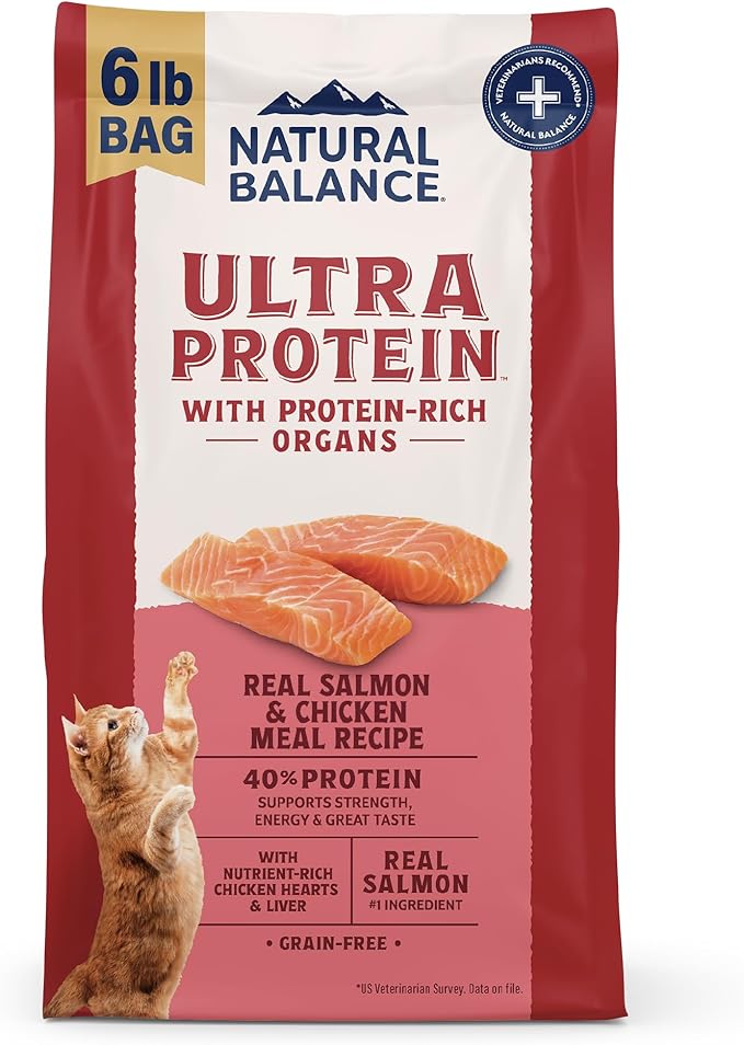 Natural Balance Ultra Protein Dry Cat Food, Real Salmon & Chicken Meal Recipe with Chicken Liver & Chicken Hearts - 6 lbs.