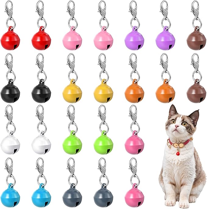 24pcs Cat Bell for Cat Collar, Small Dog Collar Bells, Metal Small Pet Puppy Bell for Pet Cats Dog Collars Charms Accessories