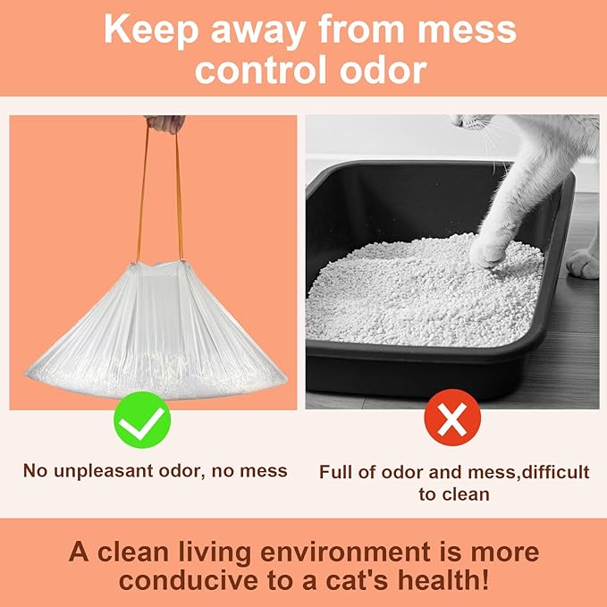 40-Pack Heavy Duty Cat Litter Box Liners for Fsitego & Fumoi Automatic Litter Boxes, Extra Thick Self-Cleaning Litter Box Bags for cumrigel litter bags, Cat Litter Bags with Drawstring and Leakproof