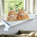 Cat Bed Window Sill Perch,Adjustable Cat Bedside Hammock Metal Frame Kitten Shelf Windowsill for Indoor Large Heavy Cats No Drilling Window Sill Extender for Pets (White, M)