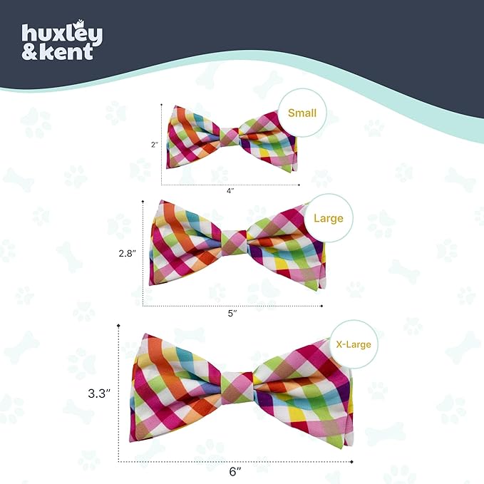 Huxley & Kent Bow Tie for Pets | Yellow/Orange Check (Extra-Large) | Easter Spring Bow Tie Collar Attachment | Fun Bow Ties for Dogs & Cats | Cute, Comfortable, and Durable | H&K Bow Tie