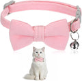 Pink Cat Collar with Bow, Adjustable Breakaway Cat Collars for Girl Cats, Pink Kitten Collar with Bell, Cute Bow Kitten Collars Girl