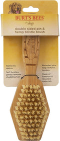 Burt's Bees for Pets Double Sided Pin & Hemp Bristle Dog Brush | Best All-Purpose Dog Brush to Reduce Shedding | for Long & Short Haired Large Dogs, Bamboo (Pack of 1)