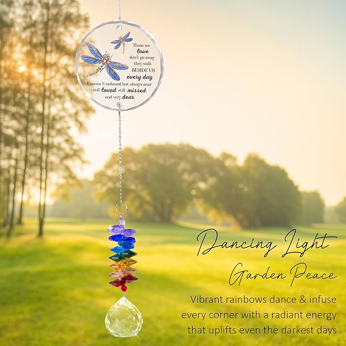 Glass Suncatcher Ornament - Those we Love Don't go Away - Sympathy Gifts for Loss of Loved One - Comfort Keepsake - Crystal Rainbow Maker - Xmas Mother's Day for Mom Dad