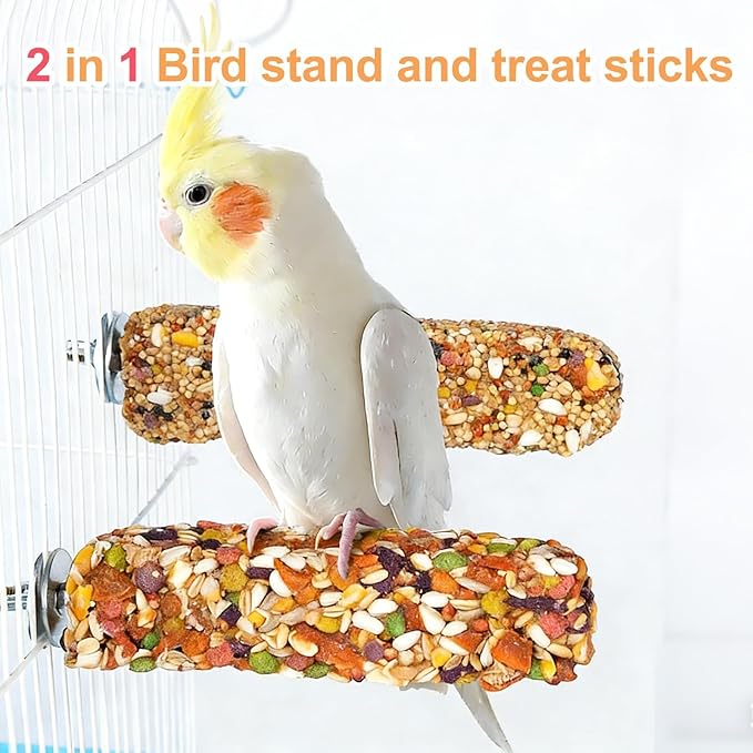 2PCS Parakeet Treat,Natural Parrots Treat Sticks,Vegetable & Grain Flavor Crunch Sticks,Bird Treats for Cockatiel Budgies Lovebirds Canary Conure Finches